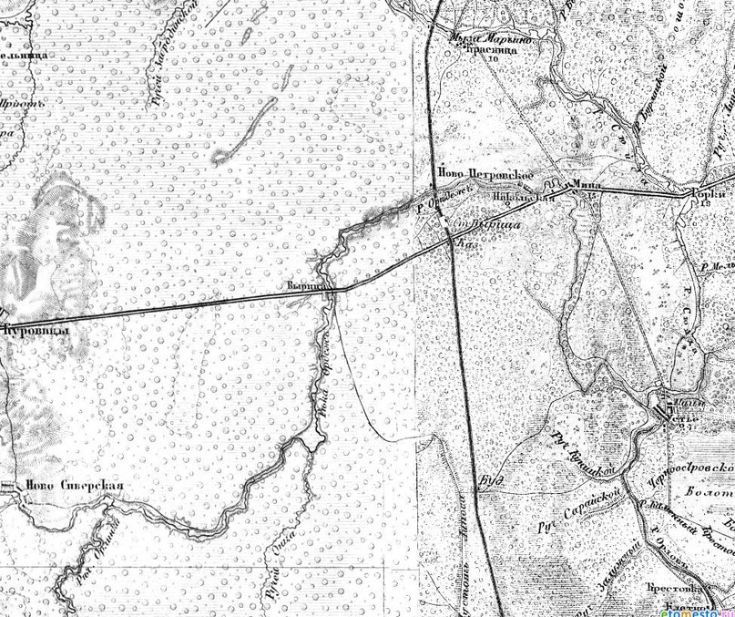 Трехверстовка Санкт-Петербургской губернии. Военно-топографическая карта. 1855 год