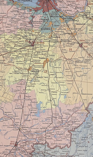 Административная карта Ленинградской области 1990 года